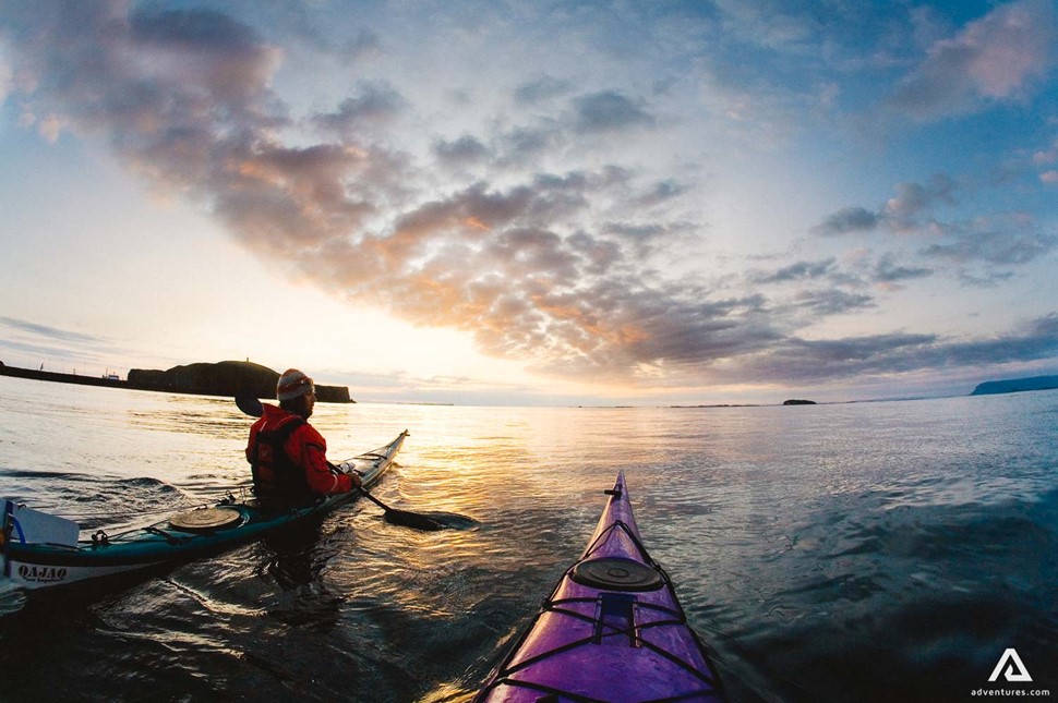 Kayaking around small islands in the west