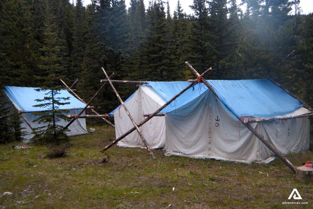 large tents in a campsite
