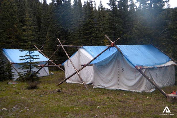 large tents in a campsite in kananaskis county