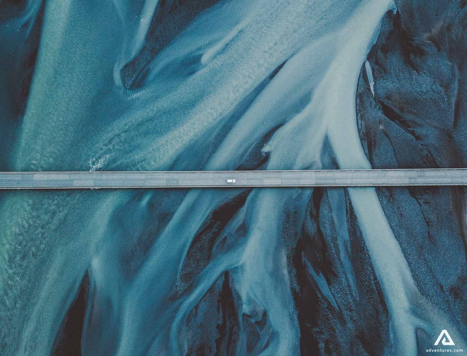 River Iceland Drone Bridge Car
