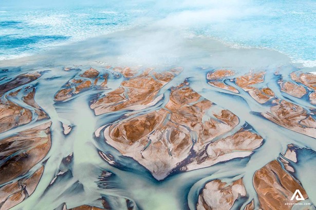 aerial view of riverbeds in nunavut