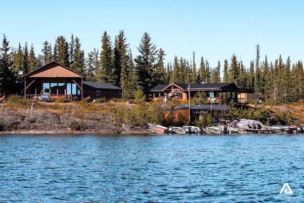 lodge at great slave lake in summer