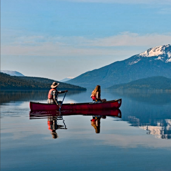 Lake canoeing in Wells Gray Provincial Park, BC