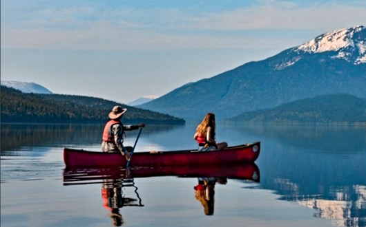 Lake canoeing in Wells Gray Provincial Park, BC