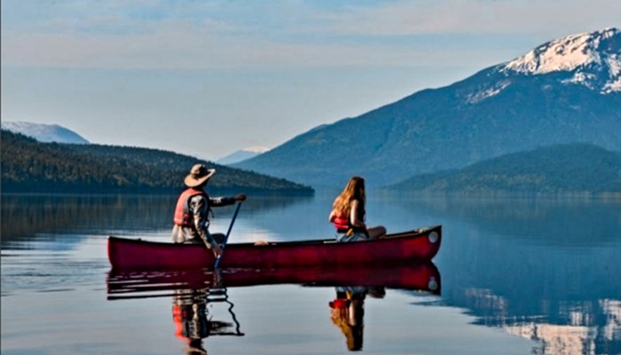 Lake canoeing in Wells Gray Provincial Park, BC