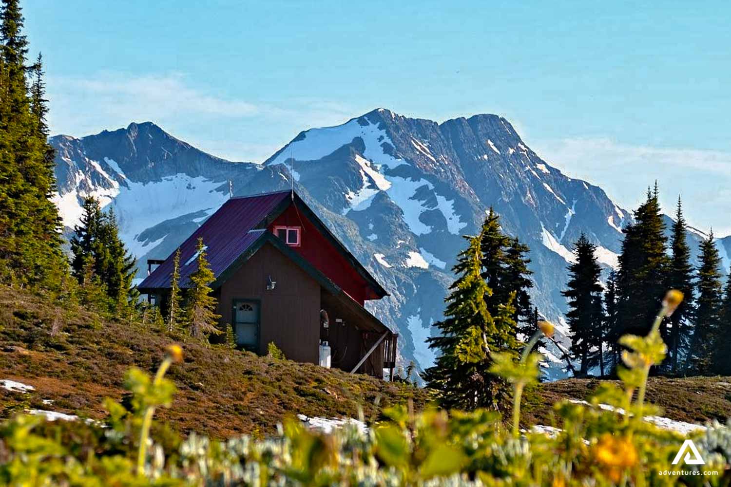 a view of a mountain lodge in canada