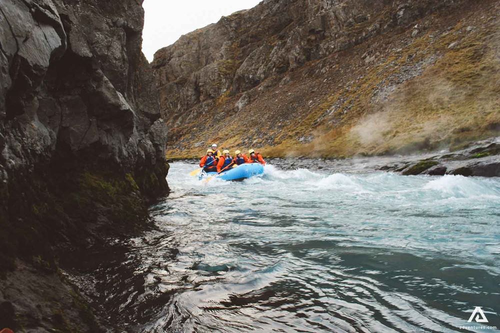 Glacial River Rafting Underwater Rocks In Iceland