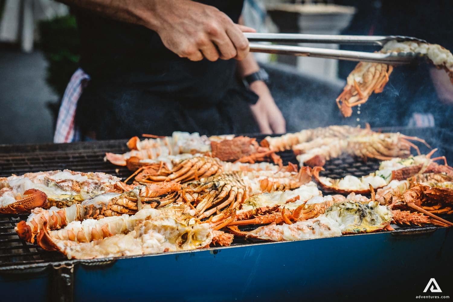 Chef Is Grilling Seafood 