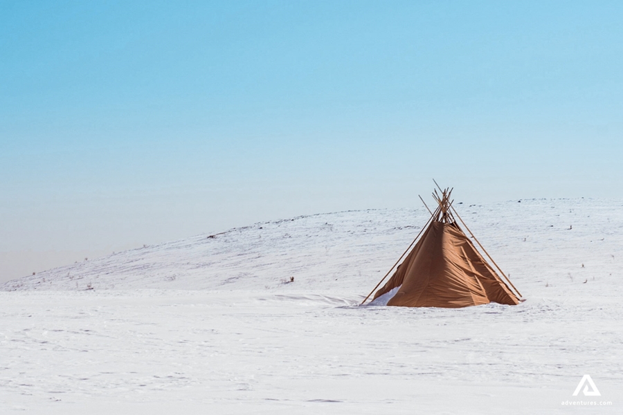 teepee tent in winter