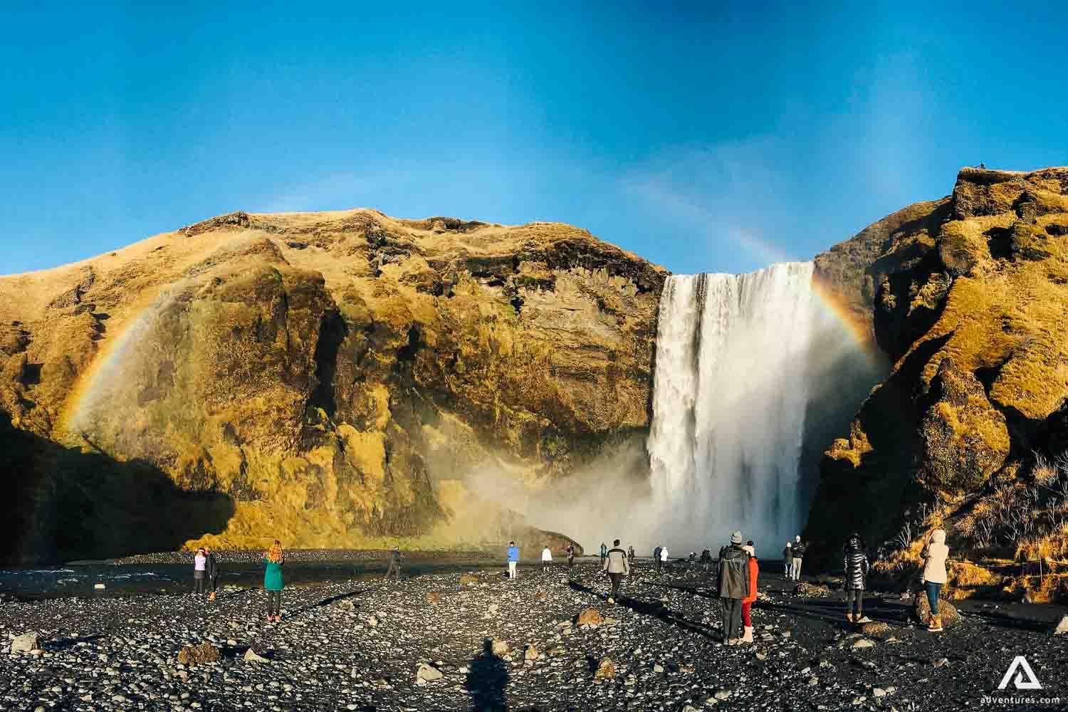 Iceland Skogafoss Waterfall People July Summer