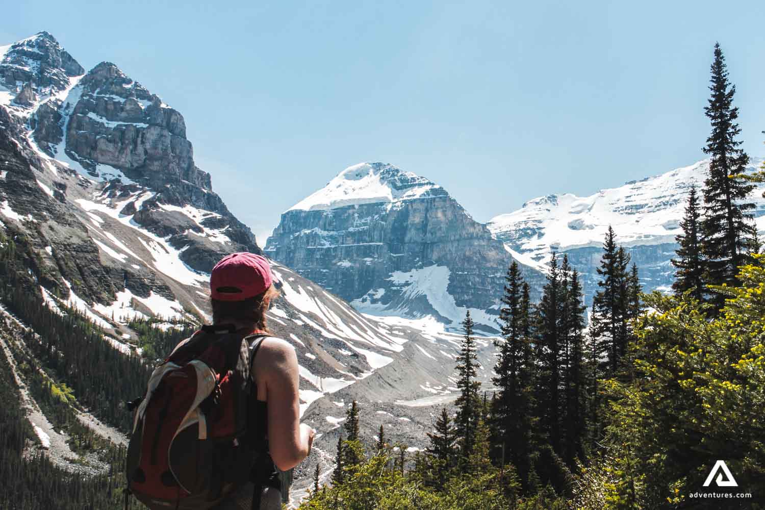 looking at the snowy mountain peaks in canada