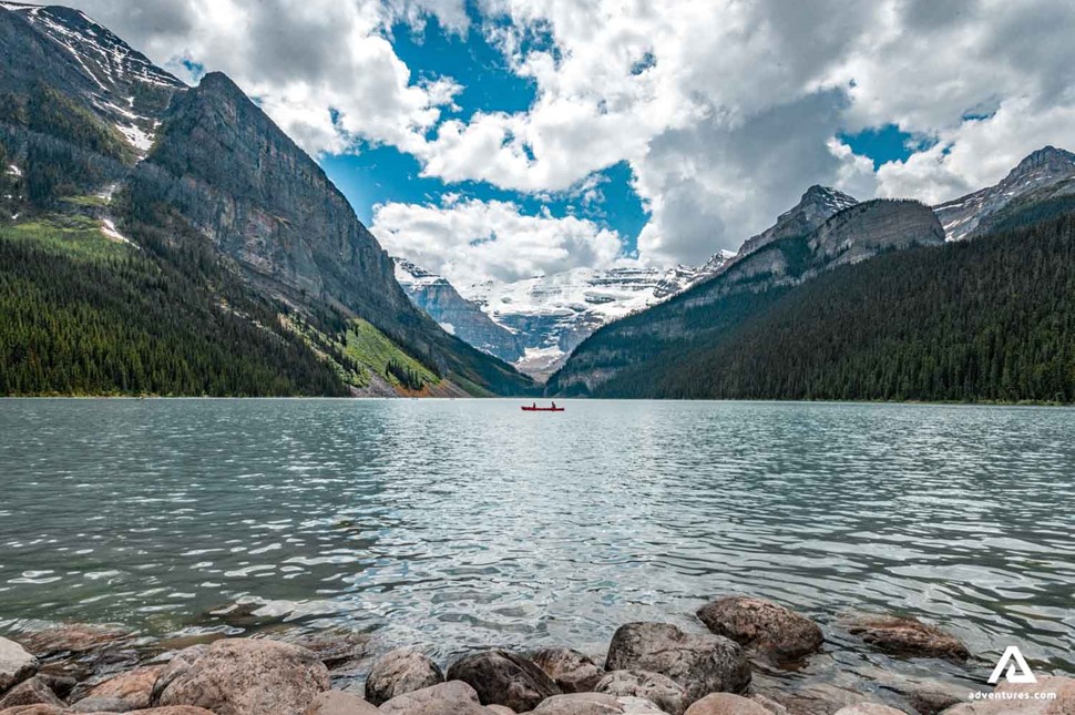 canoeing on emerald lake in canada