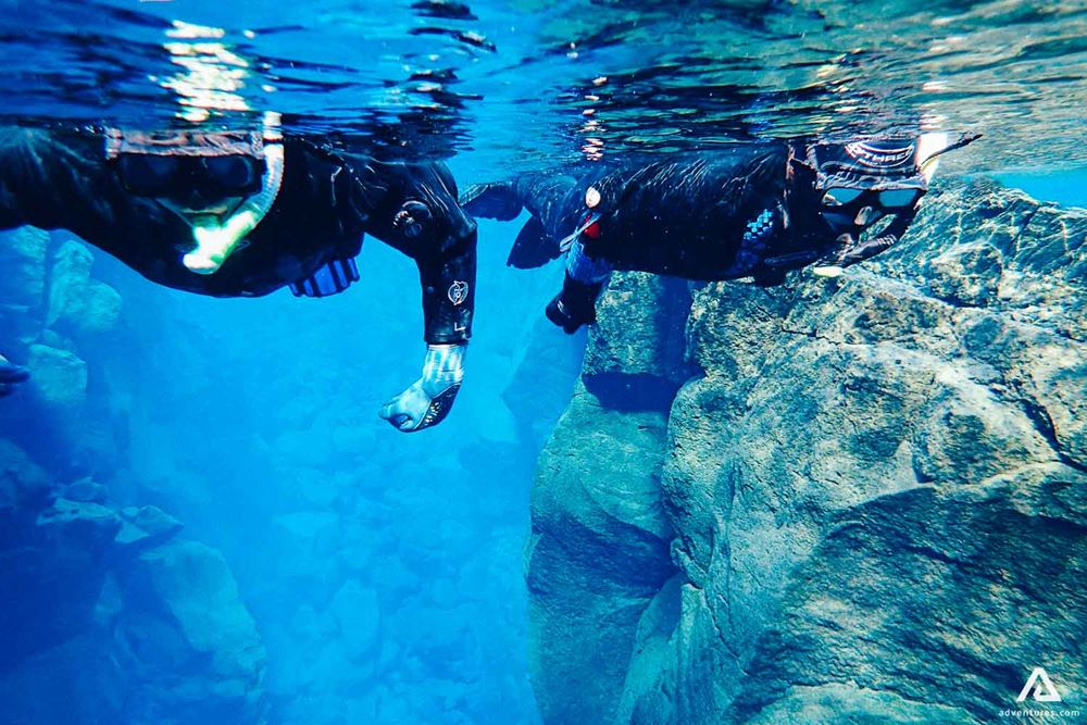 Two people Snorkeling Silfra