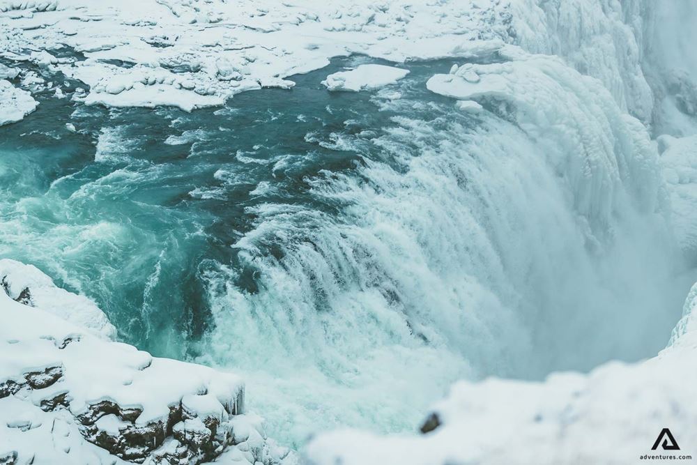 Frozen Gullfoss Waterfall