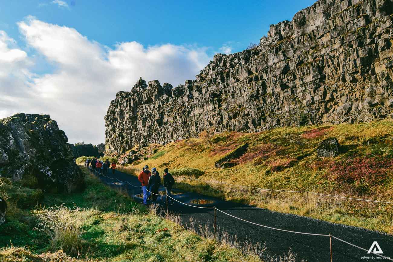 People Trekking Thingvellir National Park