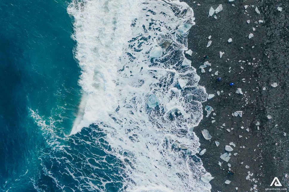 Diamond Beach Drone View South Coast Iceland