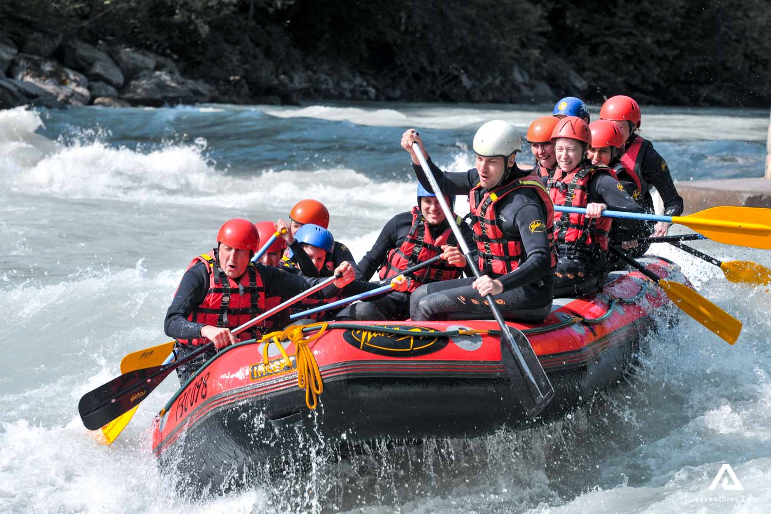 Rafting in Noce river, Italy