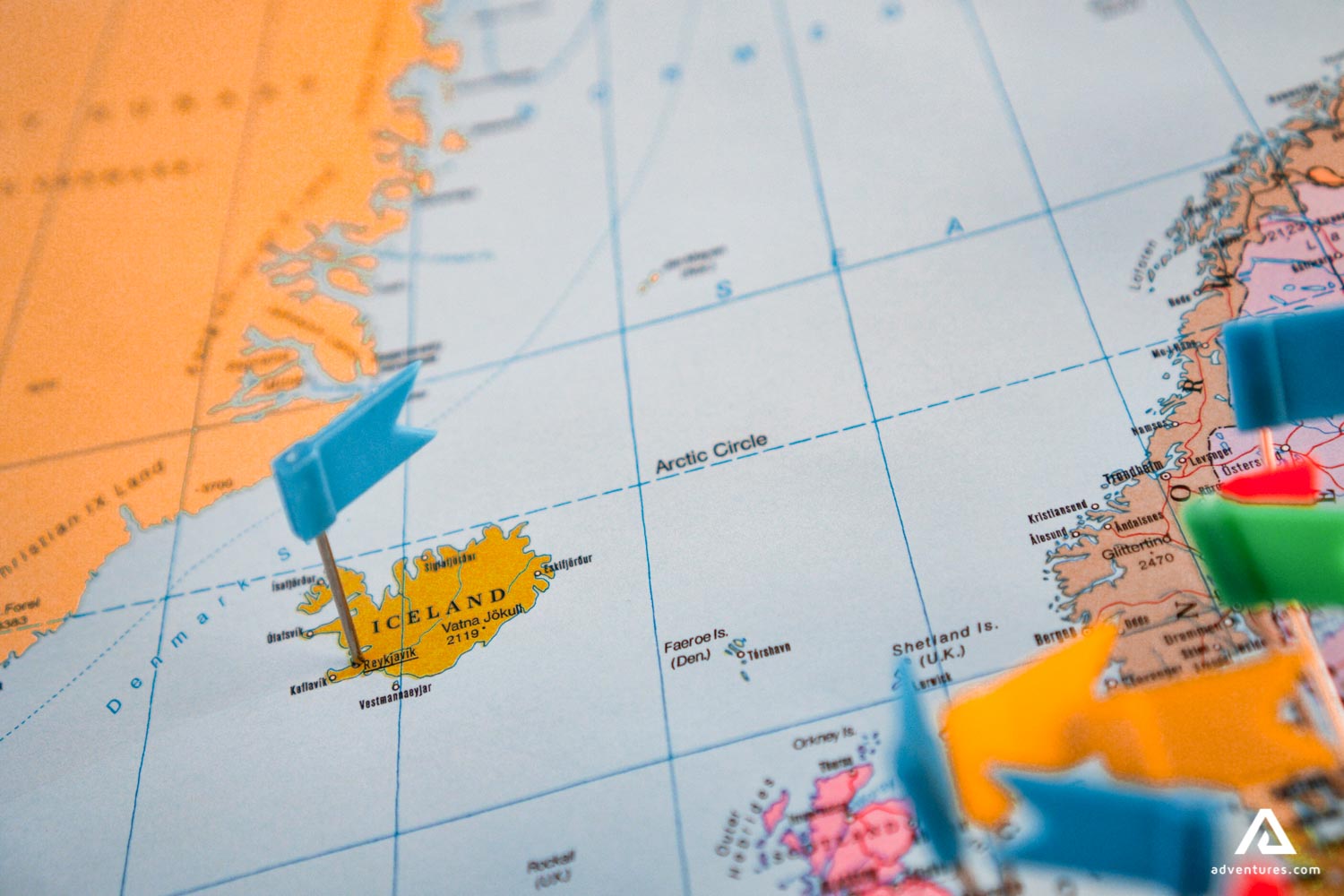 Marked Iceland With Flag In Map