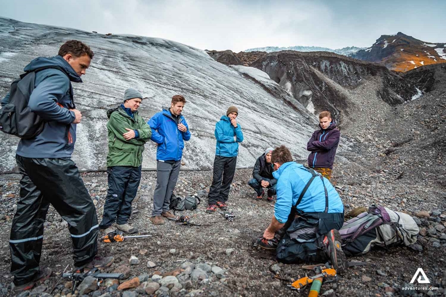 glacier guide with a group