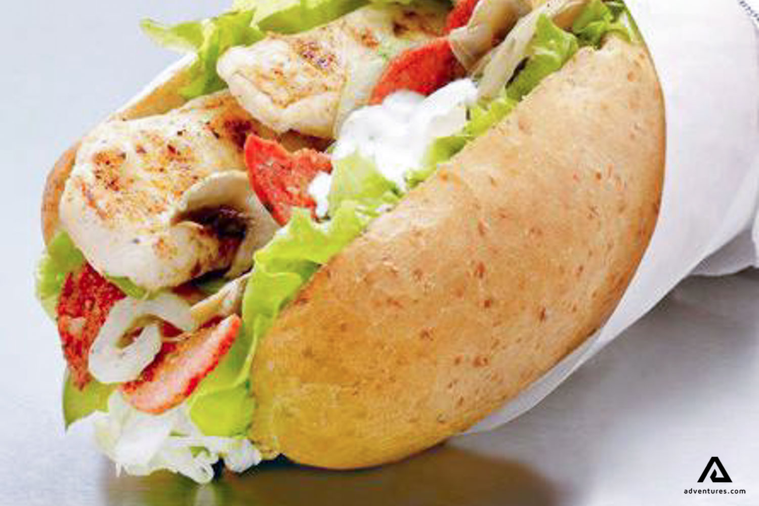 closeup of a grilled chicken sandwich