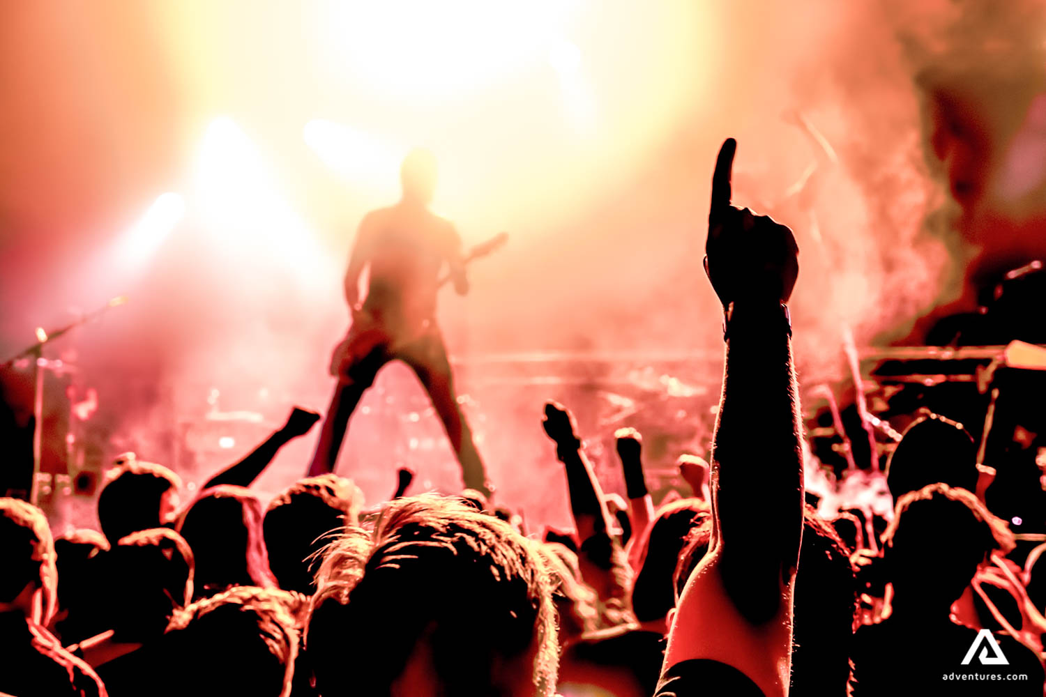 people at a music festival at night