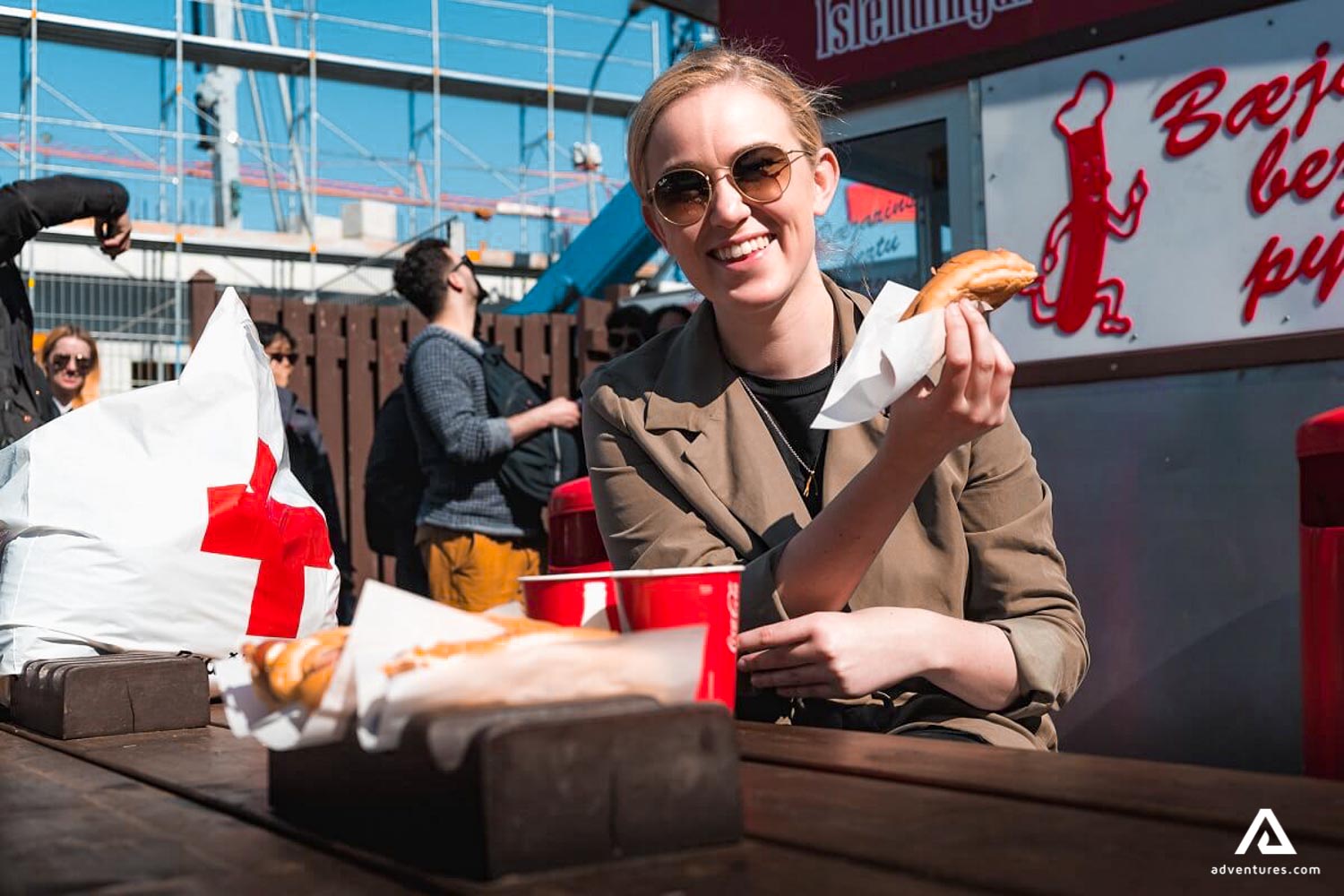 eating an icelandic hot dog in reykjavik