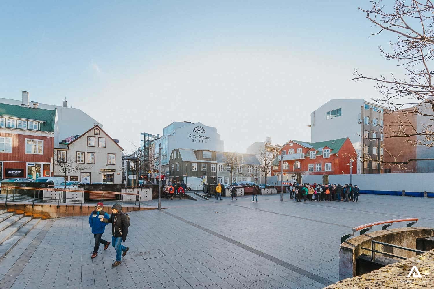 reykjavik city square view in summer