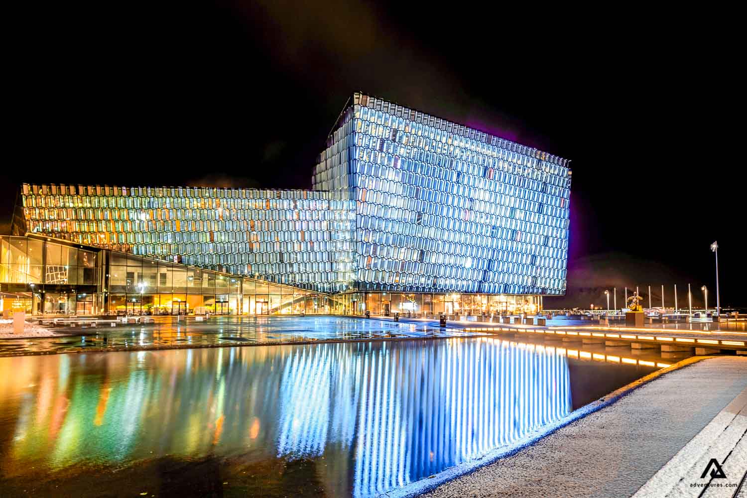 bright night lights at harpa concert hall