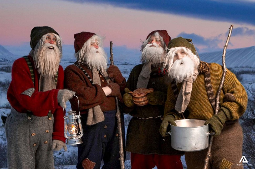 people dressed up like yule lads from christmas stories