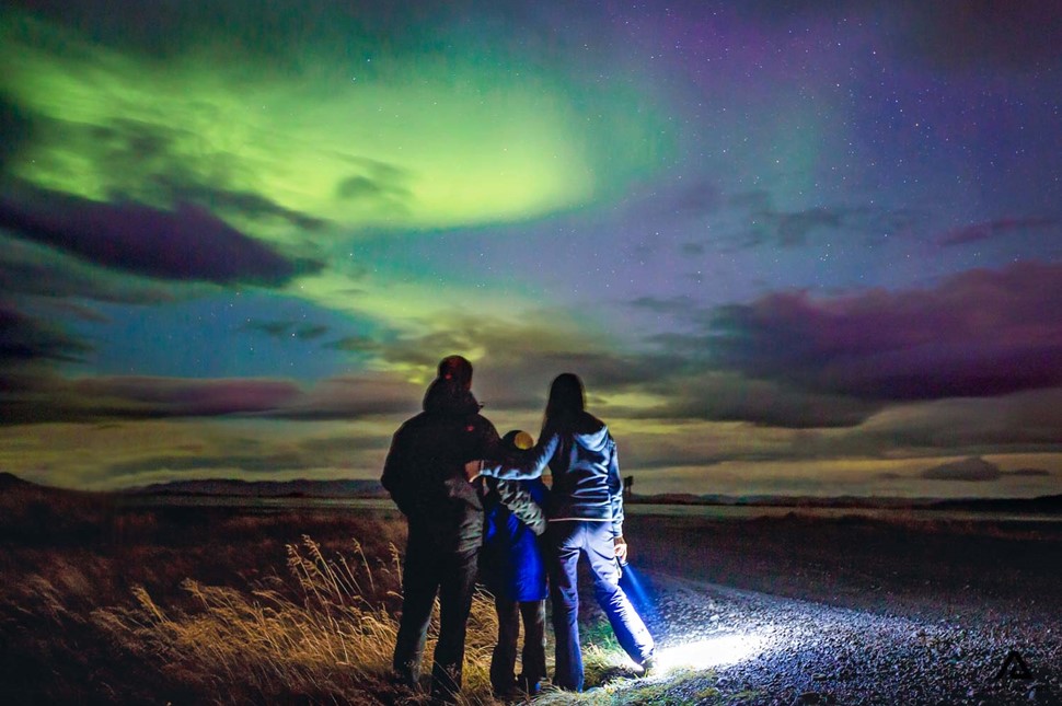 Happy Family Northern Lights Iceland