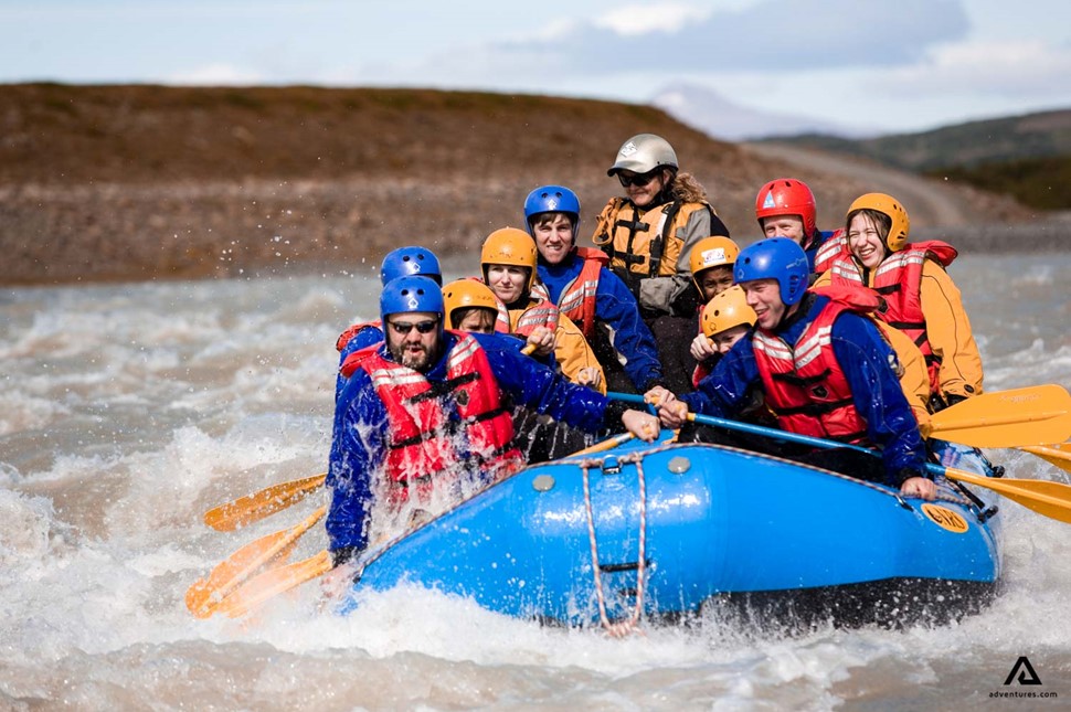 Group Of People Iceland River Rafting