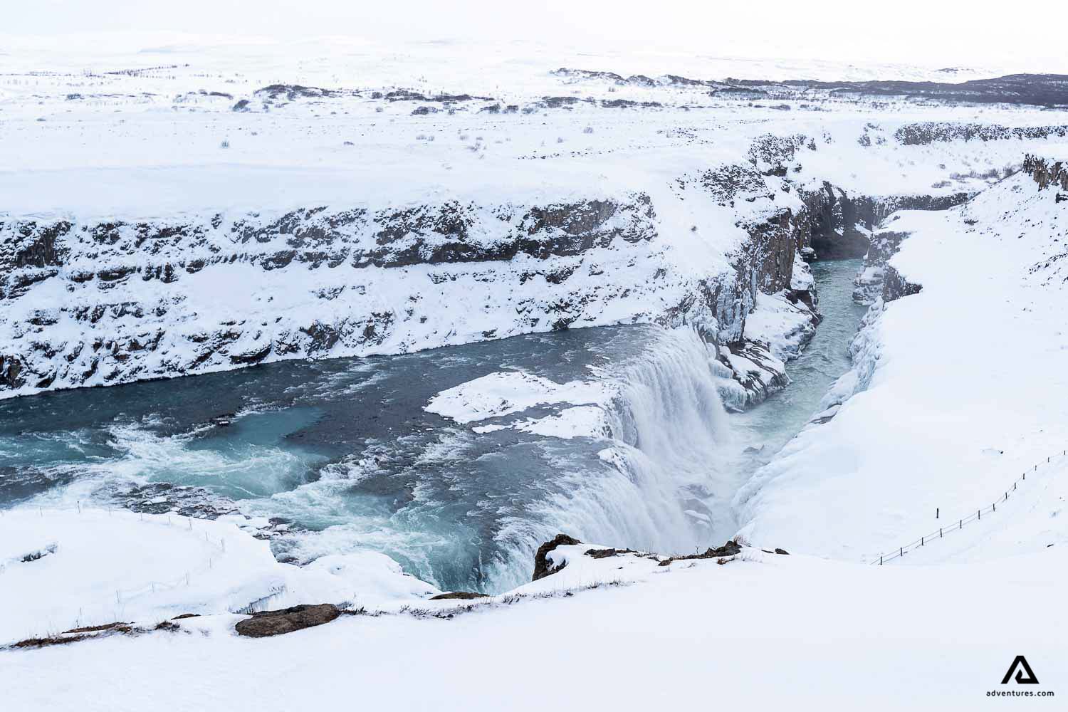 Gullfoss Waterfall In Winter