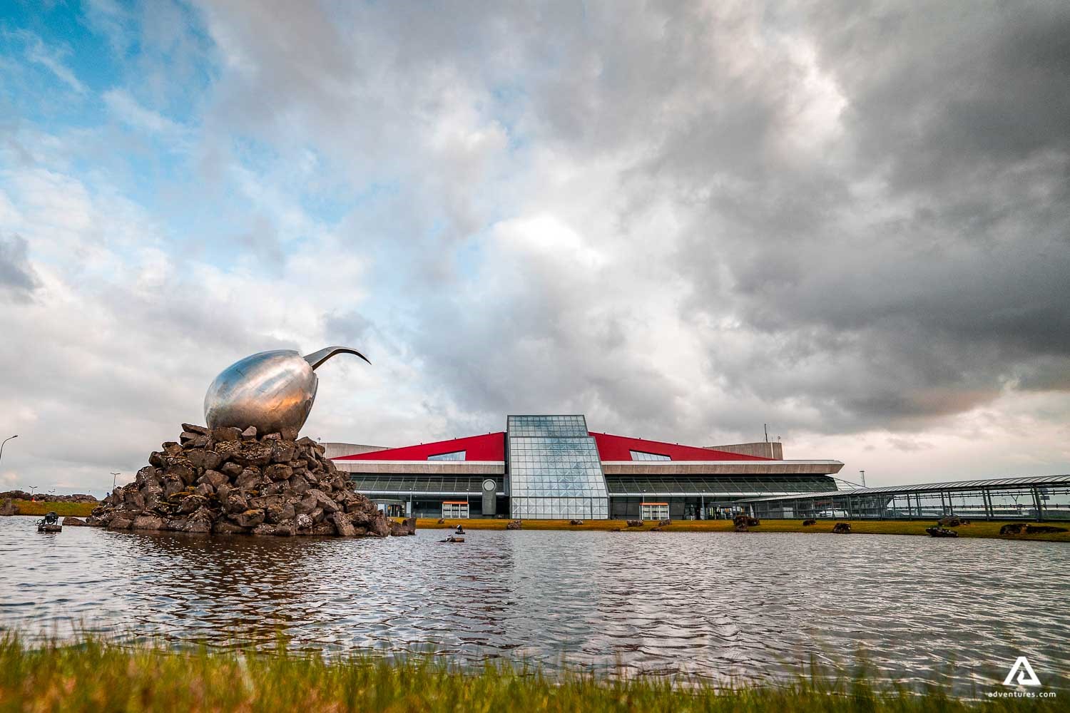 Keflavik Airport Front Landscape With Modern Art