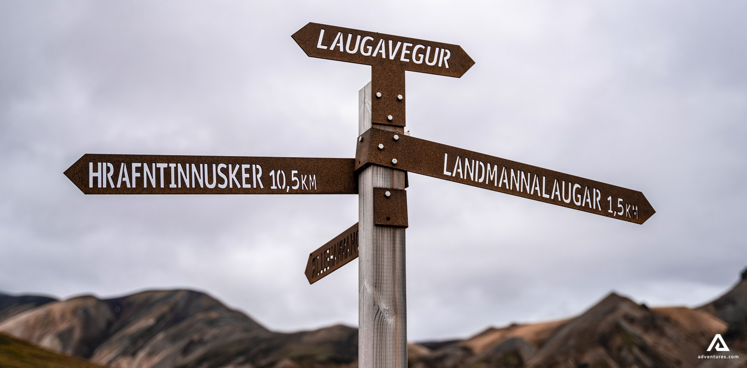 Sign with hiking treks