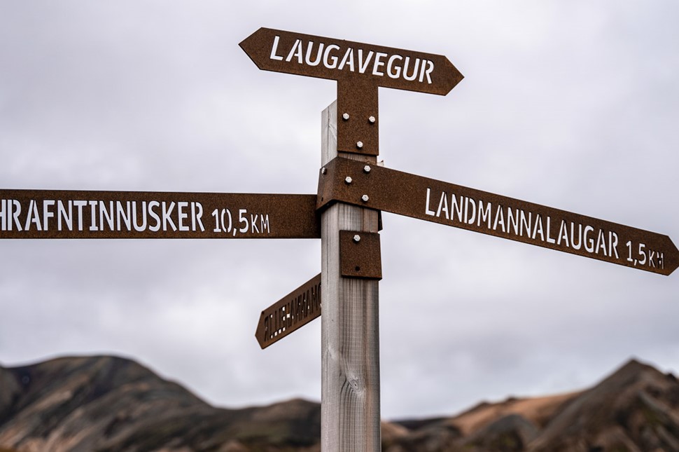 Sign with hiking treks