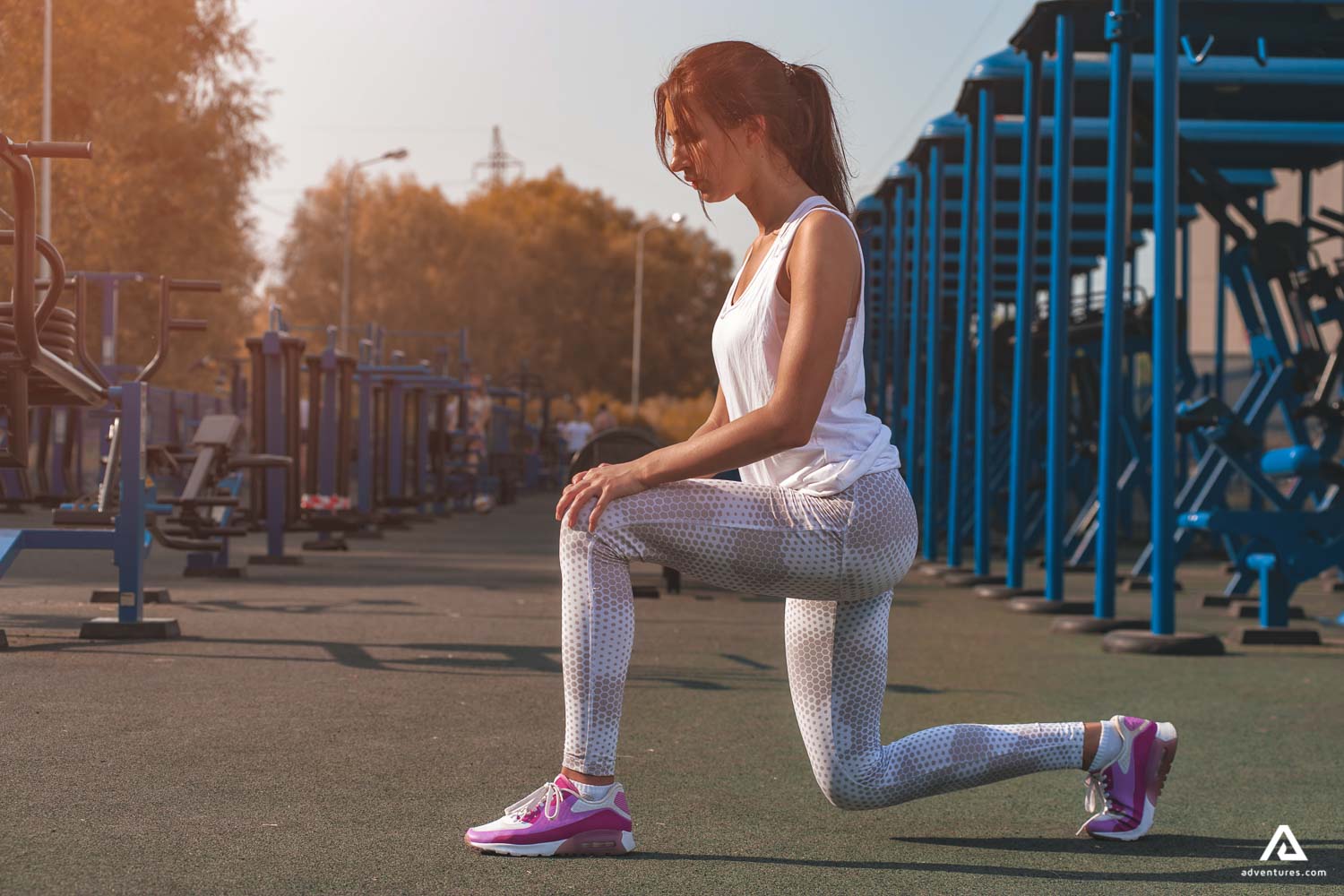 Female Doing Lunges Exercise Outdoor