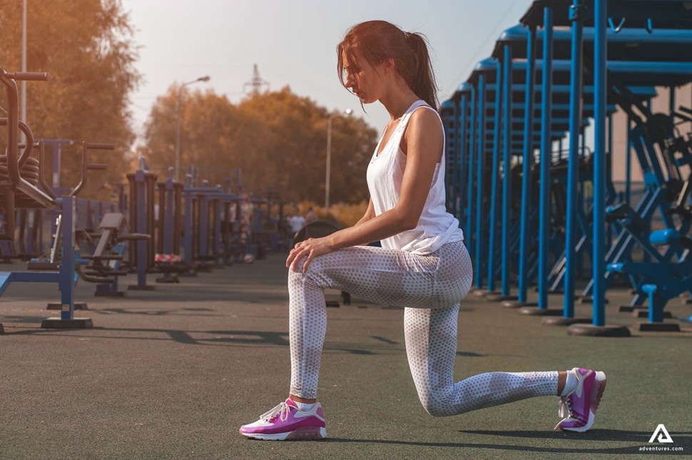 Female Doing Lunges Exercise Outdoor