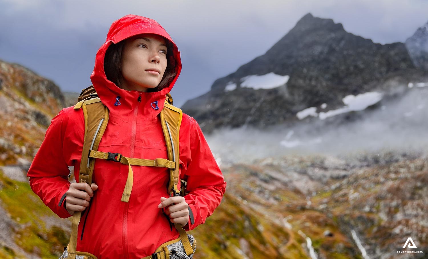 Hiker Woman In mountains