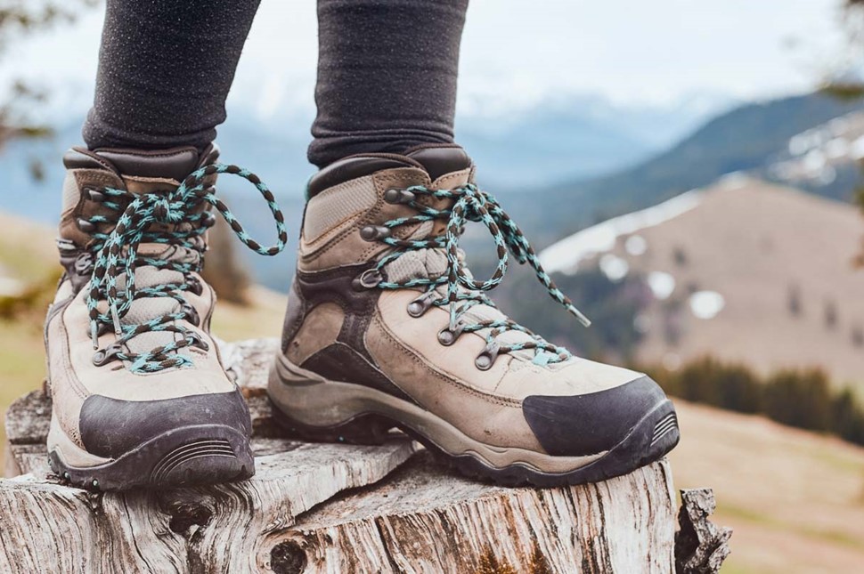 Hiking Boots On Stump