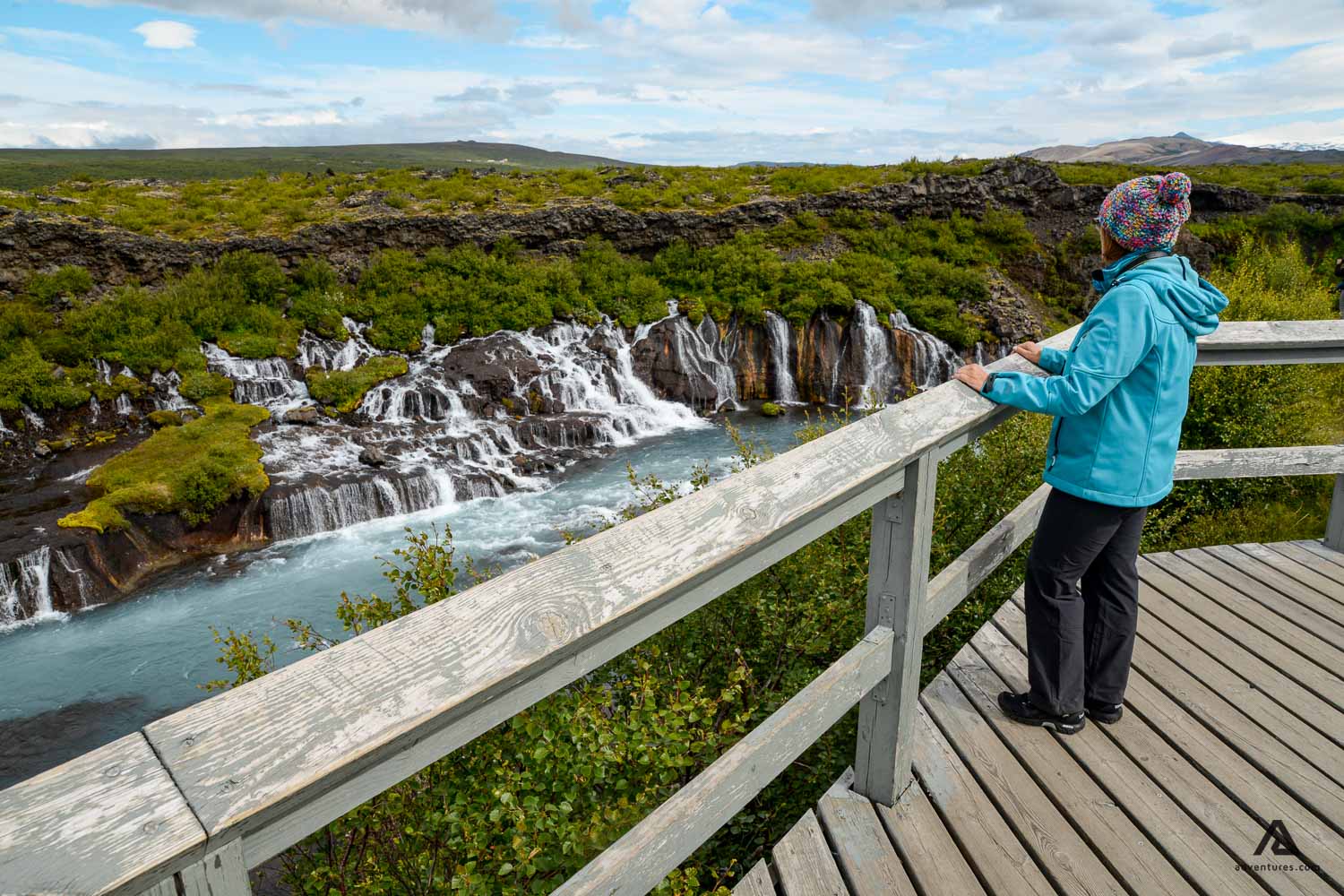Hraunfossar Waterfall viewpoint