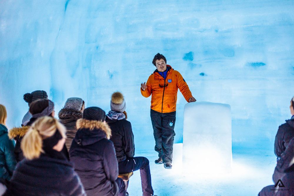 Guided tour inside Langjokull ice cave