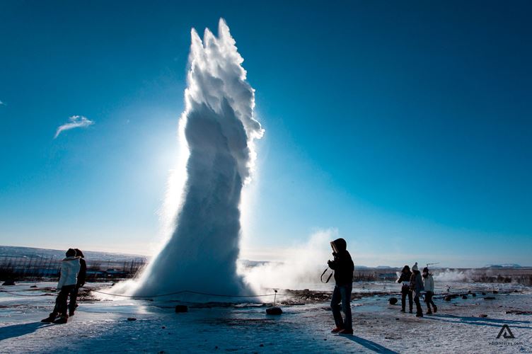 Winter View Of Strokkur Geysir Winter View Of Strokkur Geysir In Iceland Golden Circle