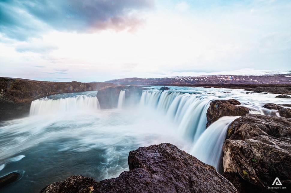 Landscape Of Godafoss Waterfall In Northern Iceland 
