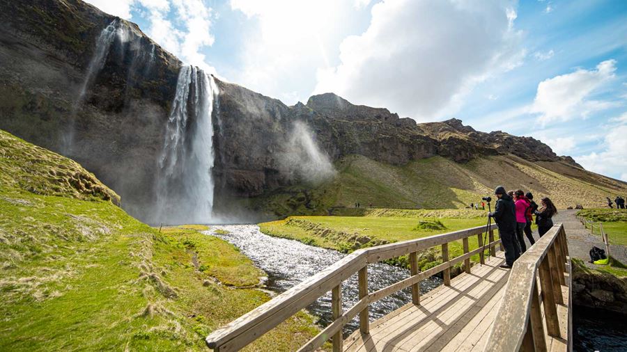 Waterfall Seljalandsfoss In Iceland View