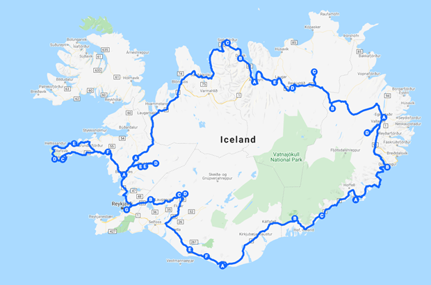 Travel Map in Iceland