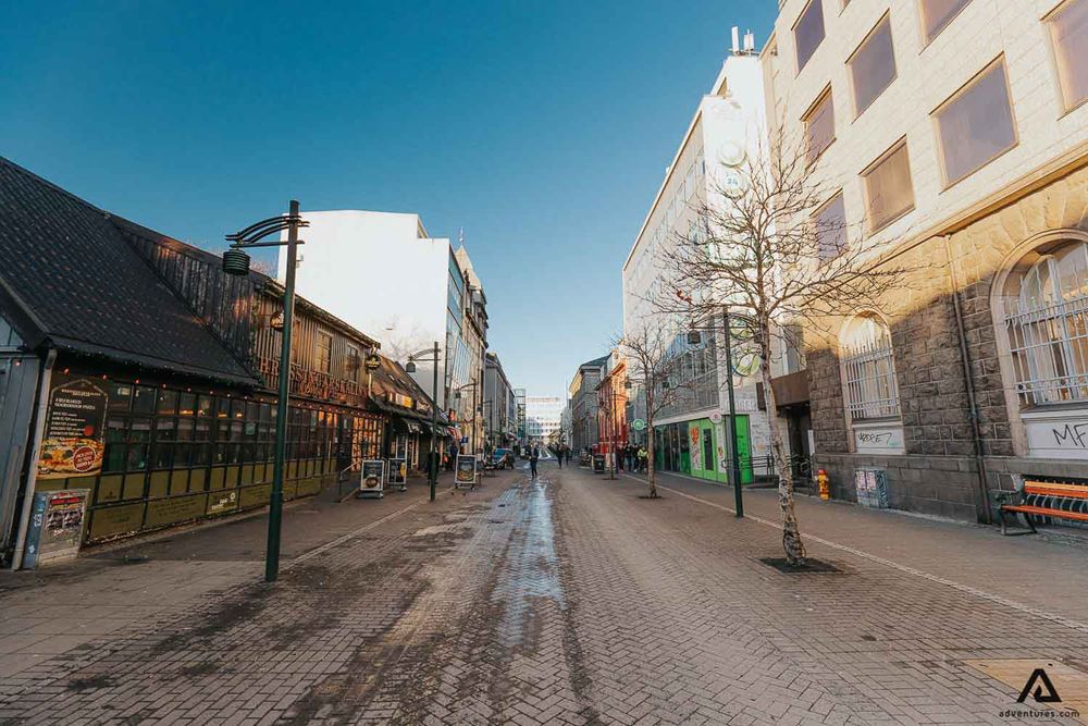 Austurstraeti Street In Central Reykjavik