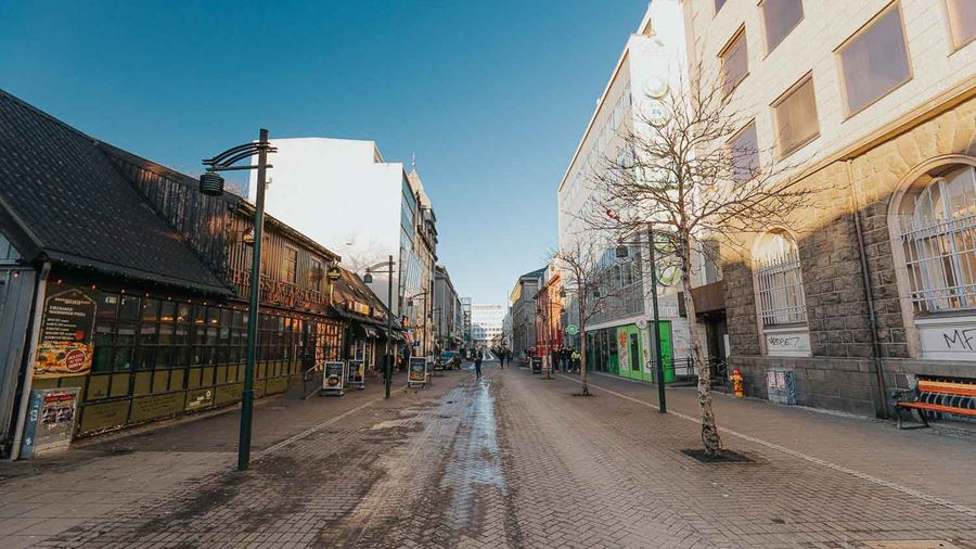 Austurstraeti Street In Central Reykjavik