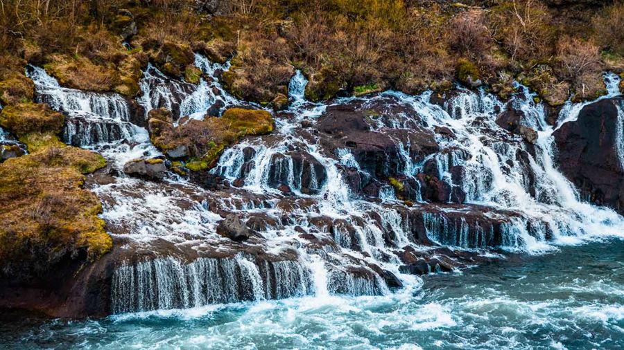 Hraunfossar Waterfalls Autumn