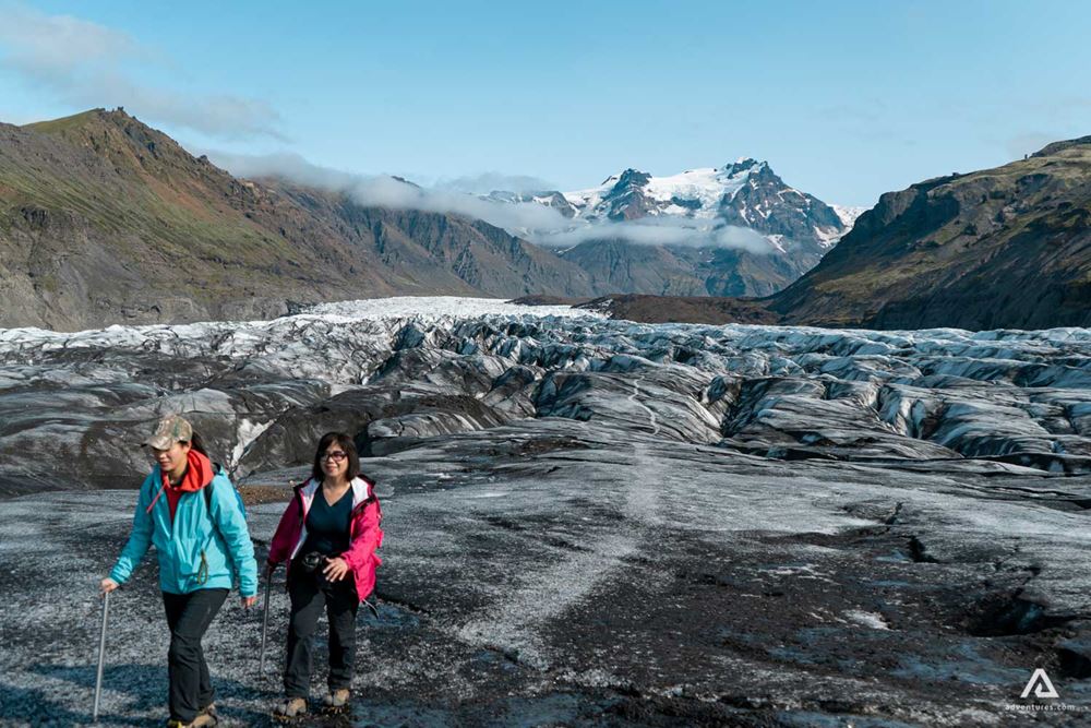 Tourist On Vatnajokull Glacier Hiking Tour