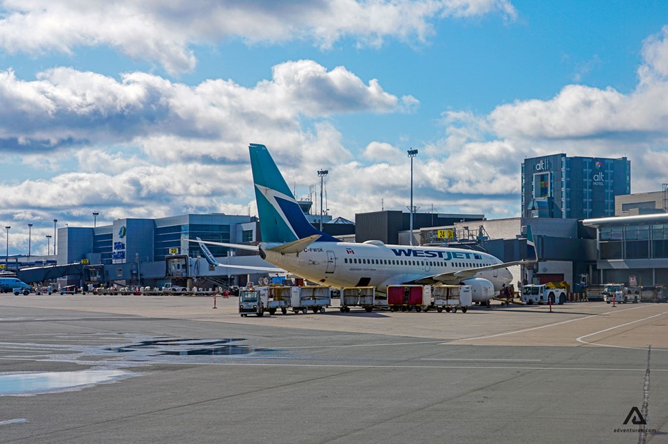 Westjet aircraft in Halifax Stanfield International Airport